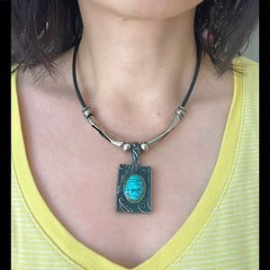 Vintage Handmade Tibetan Nepali Pendant Necklace with Turquoise, Pre-Own…